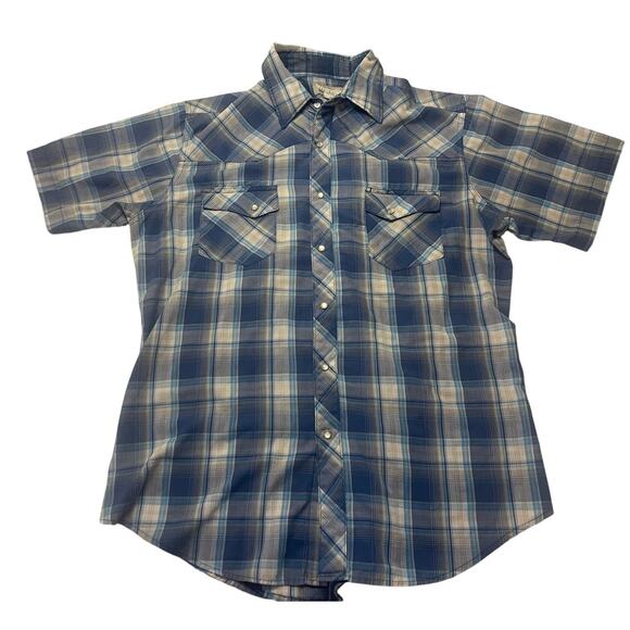 Wrangler Wrancher Shirts Button Down Plaid Snap Buttons Western Size Men's Large - Picture 1 of 7